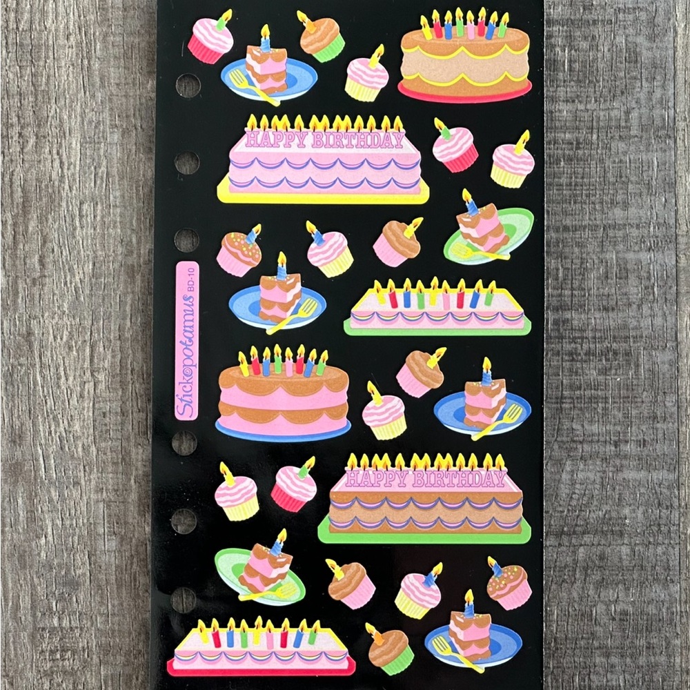💞 New Happy Birthday Cake & Candles Scrapbook Stickers
